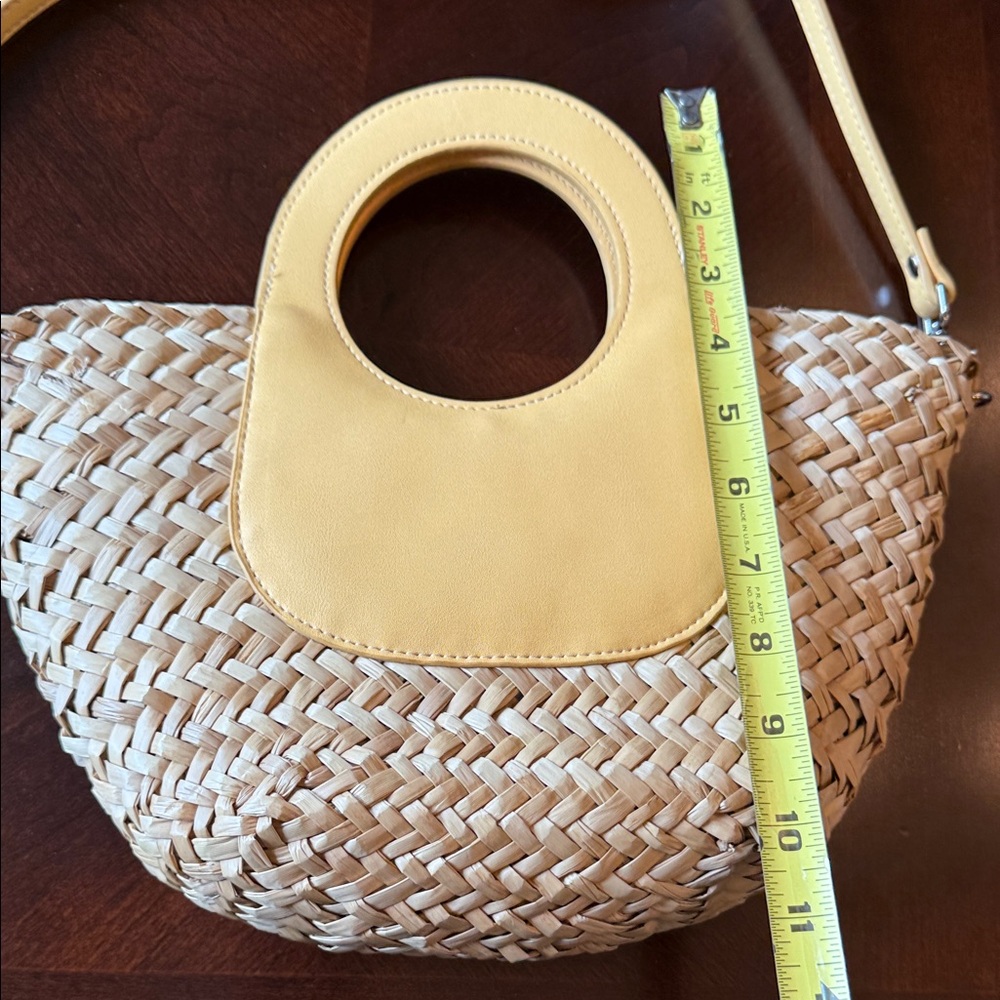 Mango MNG Straw Woven Basket Bag Yellow Crossbody Mini Tote NWOT - Picture 9 of 16